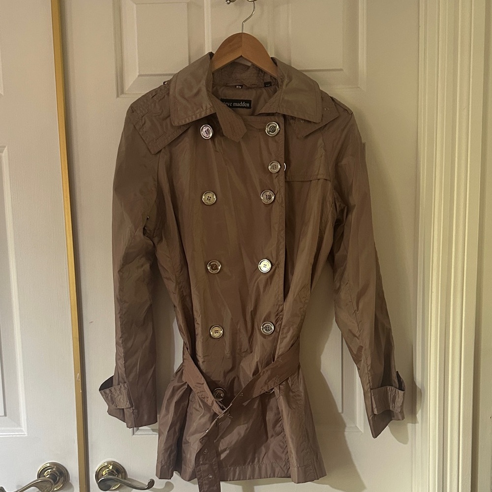 Steve Madden Brown Double-Breasted Trench Coat